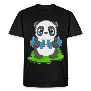Panda Bodybuilder Dumbbell Bodybuilding - Men's Premium Organic T-Shirt - black - Front - Nico (187cm)