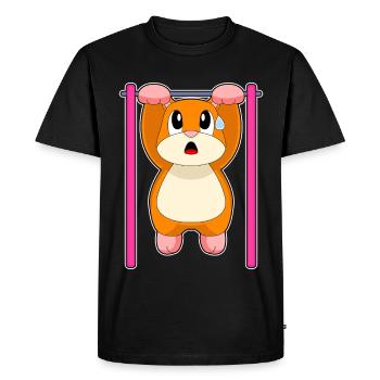 Hamster Bodybuilder Tractions Musculation - T-shirt Premium bio Homme - noir - Devant - Nico (187cm)
