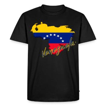 Carte du drapeau du Venezuela, fierté vénézuélienne - T-shirt Premium bio Homme - noir - Devant - Nico (187cm)