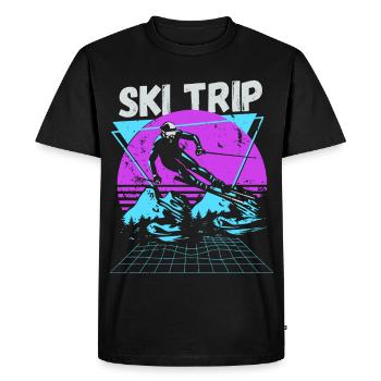 Retro Ski Trip Neon Graphic - Men's Premium Organic T-Shirt - black - Front - Nico (187cm)