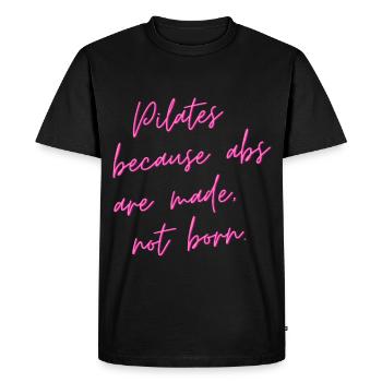 Pilates Parce que les abdominaux sont faits, pas nés – cadeau - T-shirt Premium bio Homme - noir - Devant - Nico (187cm)