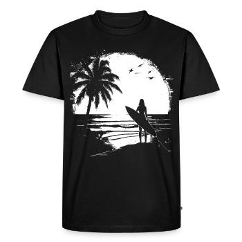 Croquis de fille surfeuse - T-shirt Premium bio Homme - noir - Devant - Nico (187cm)
