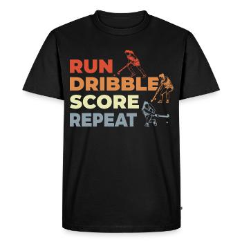 Courir, dribbler, marquer, répéter - T-shirt Premium bio Homme - noir - Devant - Nico (187cm)
