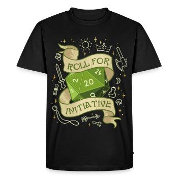 Roll for Initiative – L’aventure commence - T-shirt Premium bio Homme - noir - Devant - Nico (187cm)