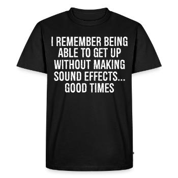 Je me souviens d’avoir pu me lever sans faire de bruit - T-shirt Premium bio Homme - noir - Devant - Nico (187cm)