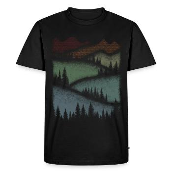 Hiking Nature Mountains Forest Minimalist Gift - Men's Premium Organic T-Shirt - black - Front - Nico (187cm)