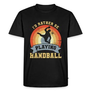 Handball Dicton Look Rétro - T-shirt Premium bio Homme - noir - Devant - Nico (187cm)