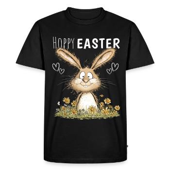 Hoppy Easter Easter Bunny Easter Motif Easter Bunny - Men's Premium Organic T-Shirt - black - Front - Nico (187cm)