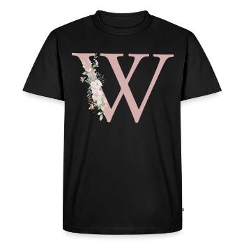 W Monogramme, Floral, Personnalisable - T-shirt Premium bio Homme - noir - Devant - Nico (187cm)