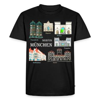 Munich, Hand Drawing Landmark, Bavaria - Men's Premium Organic T-Shirt - black - Front - Nico (187cm)