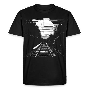 Railway Graphic - Men's Premium Organic T-Shirt - black - Front - Nico (187cm)
