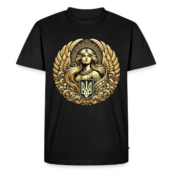 Armoiries de l’Ukraine Femme Cadeau d’or ukrainien - T-shirt Premium bio Homme - noir - Devant - Nico (187cm)