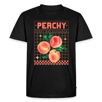 Peachy Euphoria – Retro Fruit Aesthetics - Men's Premium Organic T-Shirt - black - Front - Nico (187cm)