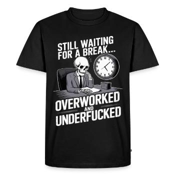 Squelette surmené – Humour d’employé de bureau fatigué - T-shirt Premium bio Homme - noir - Devant - Nico (187cm)