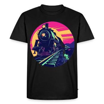 Railway Illustration - Men's Premium Organic T-Shirt - black - Front - Nico (187cm)