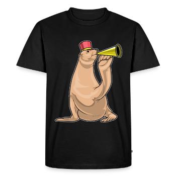 Seal Musicien Trompette Musique - T-shirt Premium bio Homme - noir - Devant - Nico (187cm)