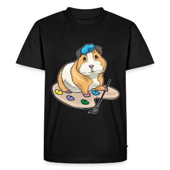 Cochon d’Inde Peintre Pinceau Peinture - T-shirt Premium bio Homme - noir - Devant - Nico (187cm)