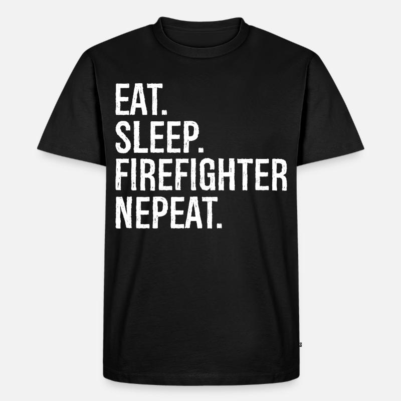 eat sleep firefighter nepeat - Männer Premium Bio T-Shirt - Schwarz
