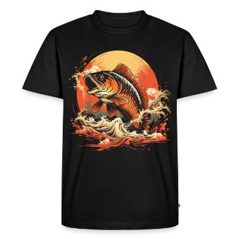 Fishing Illustration - Men's Premium Organic T-Shirt - black - Front - Nico (187cm)