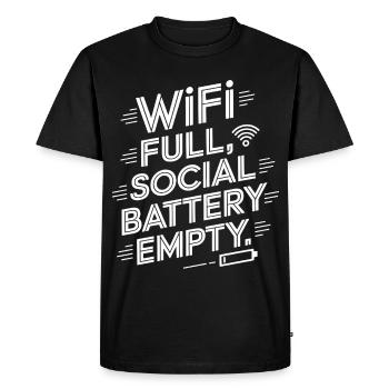 WiFi Full Social Battery Empty Funny Tech Quote - Men's Premium Organic T-Shirt - black - Front - Nico (187cm)