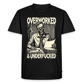 Overworked and Underfucked Zombie Office Horror - Men's Premium Organic T-Shirt - black - Front - Nico (187cm)