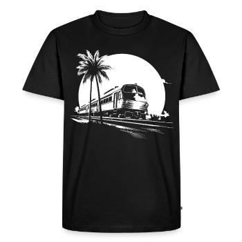 Train Graphics - Men's Premium Organic T-Shirt - black - Front - Nico (187cm)