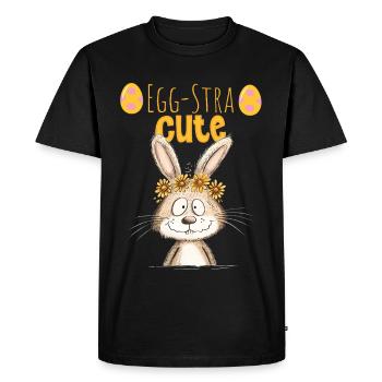 Egg-Stra Lapin de Pâques mignon disant motif de Pâques - T-shirt Premium bio Homme - noir - Devant - Nico (187cm)