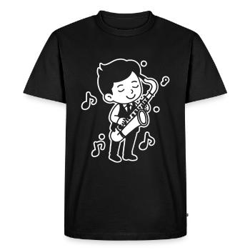 Saxophone Kid Croquis - T-shirt Premium bio Homme - noir - Devant - Nico (187cm)