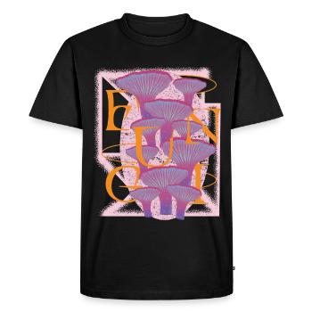 Floraison de champignons psychédéliques - T-shirt Premium bio Homme - noir - Devant - Nico (187cm)