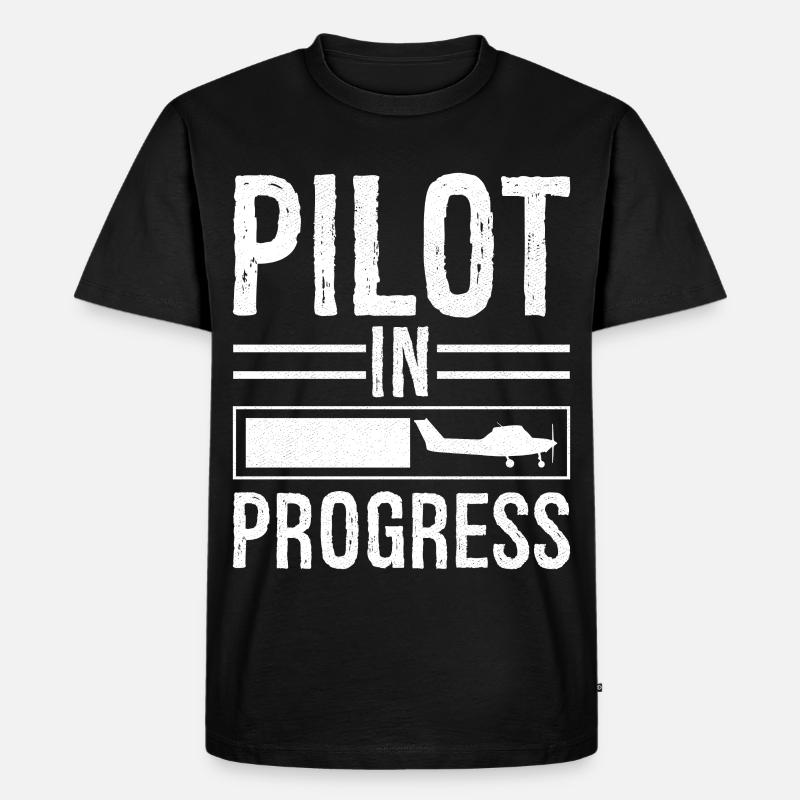 Pilot In progress - Männer Premium Bio T-Shirt - Schwarz