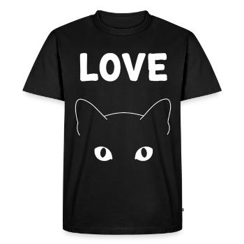 Love Chat: Feline Sweetness - Men's Premium Organic T-Shirt - black - Front - Nico (187cm)