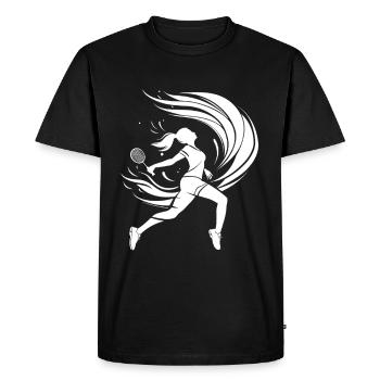 Dessin d’un joueur de badminton - T-shirt Premium bio Homme - noir - Devant - Nico (187cm)
