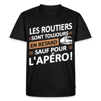 Les Routiers Sont Toujours En Retard - T-shirt Premium bio Homme - noir - Devant - Nico (187cm)