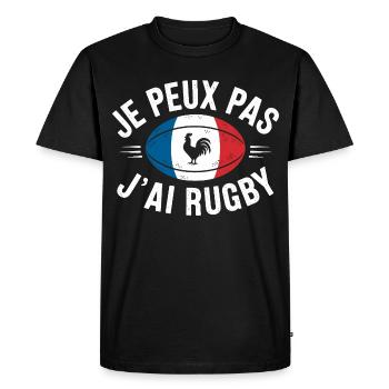 je peux pas j ai rugby - T-shirt Premium bio Homme - noir - Devant - Nico (187cm)