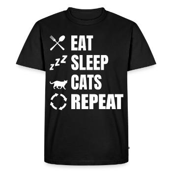 Manger dormir chats répéter - T-shirt Premium bio Homme - noir - Devant - Nico (187cm)
