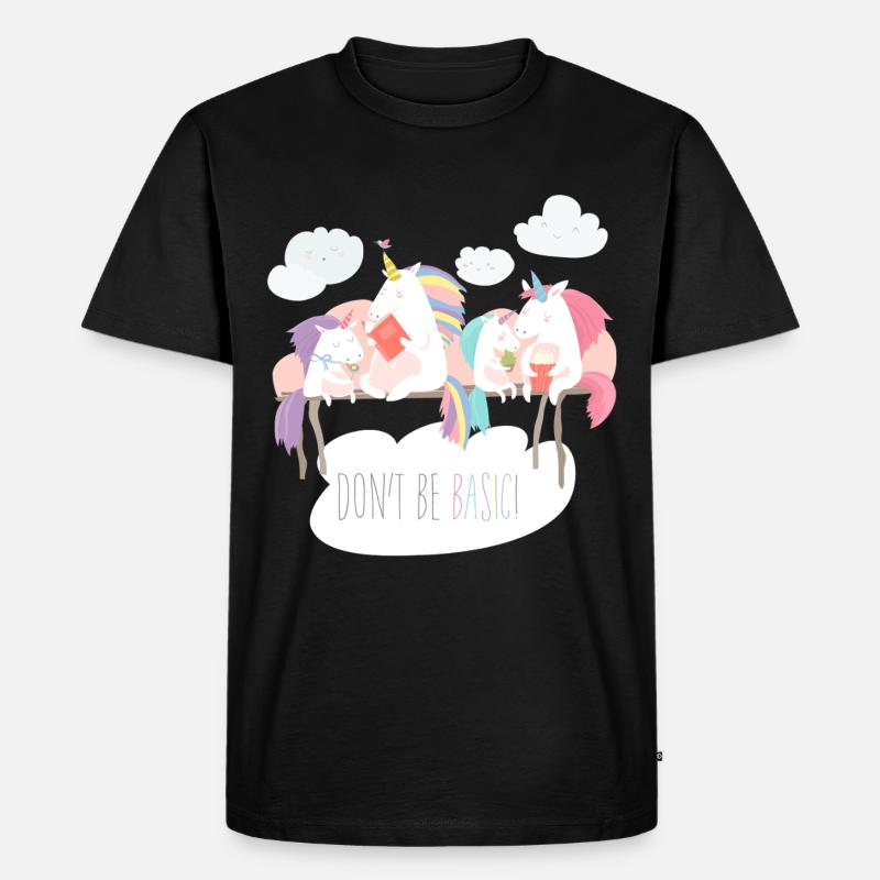 Einhorn don't be basic statement - Männer Premium Bio T-Shirt - Schwarz