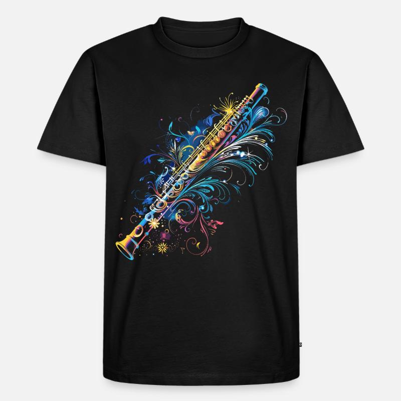Flöten Comic - Männer Premium Bio T-Shirt - Schwarz