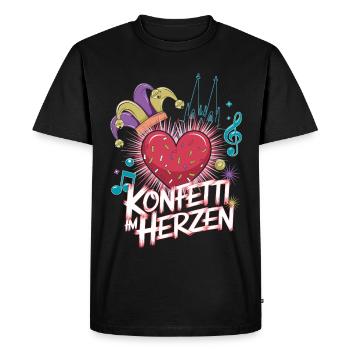 Confettis de Cologne dans le cœur Carnaval Coeur Cologne - T-shirt Premium bio Homme - noir - Devant - Nico (187cm)