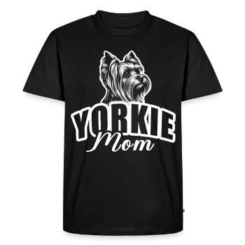 « Yorkie Mom » avec tête de chien - T-shirt Premium bio Homme - noir - Devant - Nico (187cm)