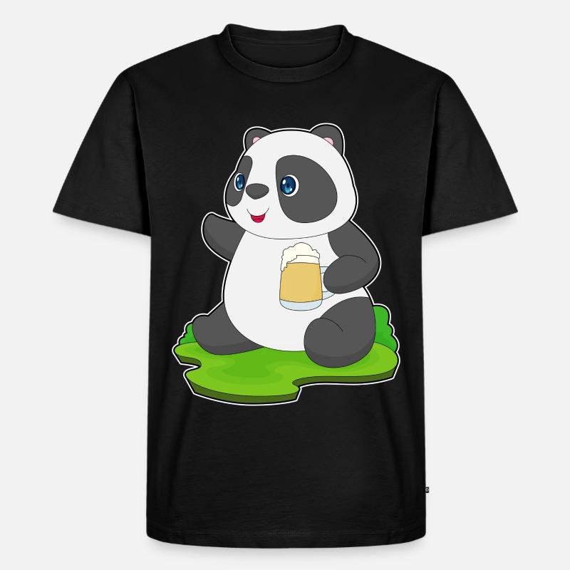 Panda Bier - Männer Premium Bio T-Shirt - Schwarz