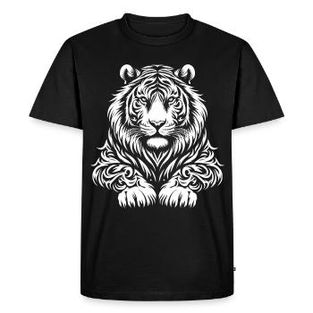 Tigre de Sibérie tribal - T-shirt Premium bio Homme - noir - Devant - Nico (187cm)