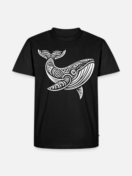 Baleine grise tribale - T-shirt Premium bio Homme - noir