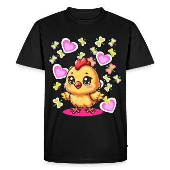 Spring Easter Chick Kids Child Chicken Heart - Men's Premium Organic T-Shirt - black - Front - Nico (187cm)