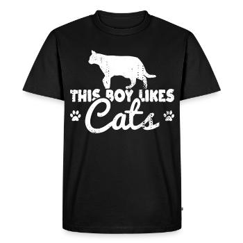 Ce garçon aime les chats - T-shirt Premium bio Homme - noir - Devant - Nico (187cm)