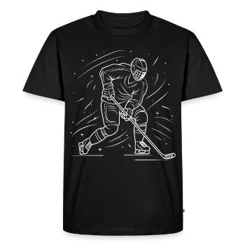 Dessin d’un amateur de hockey sur glace - T-shirt Premium bio Homme - noir - Devant - Nico (187cm)