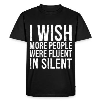 J’aimerais que plus de gens parlent couramment le muet - T-shirt Premium bio Homme - noir - Devant - Nico (187cm)