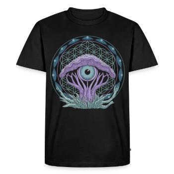 Mushroom Eye Portal | Psychedelic Vision Art - Men's Premium Organic T-Shirt - black - Front - Nico (187cm)