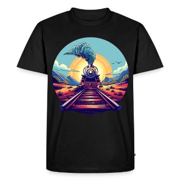 Railway Portrait - Men's Premium Organic T-Shirt - black - Front - Nico (187cm)