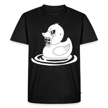 White Demonic Duck - Men's Premium Organic T-Shirt - black - Front - Nico (187cm)