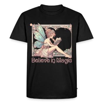 Livres de lecture Fée Elfe Magie Art Nouveau Cadeau - T-shirt Premium bio Homme - noir - Devant - Nico (187cm)